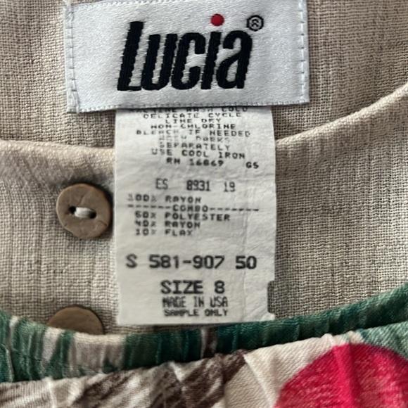 Vintage Lucia Summer Island Print 3 Piece Set/Pants, Tank, & Blazer - Picture 13 of 14